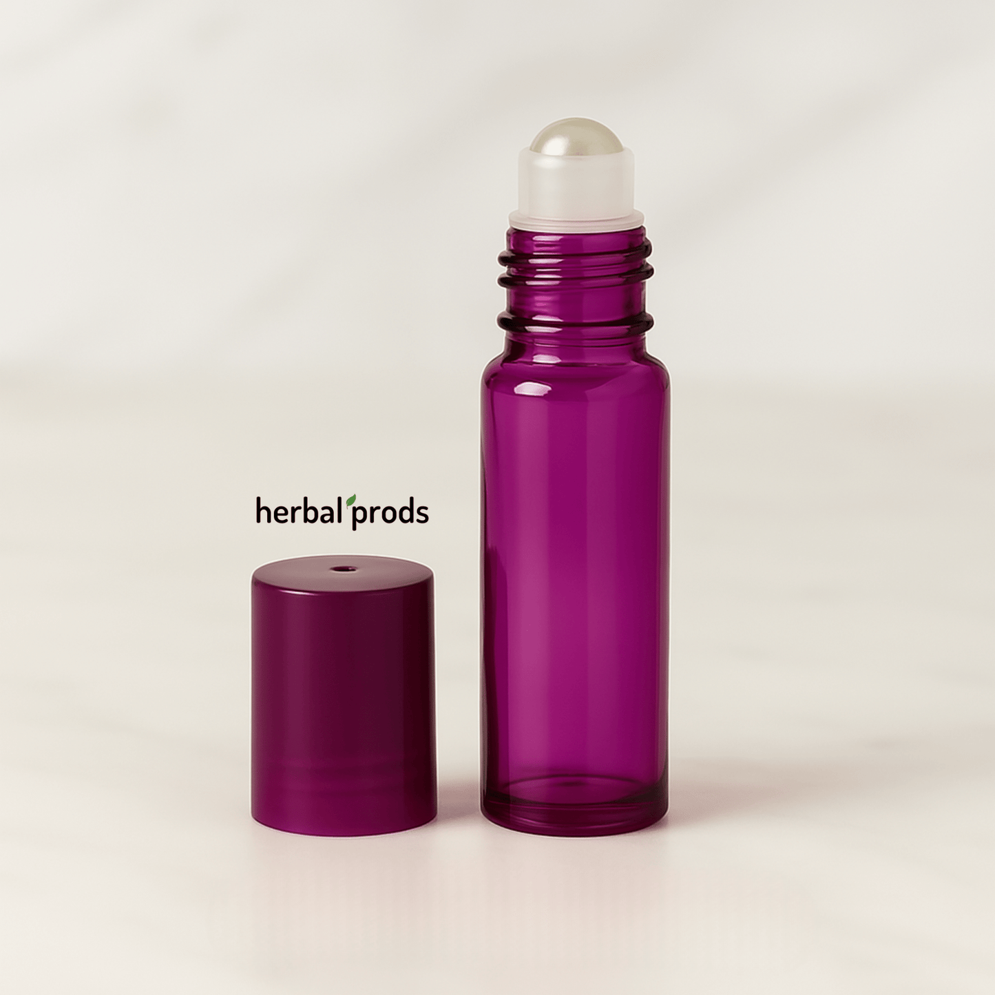 Purple Glass Roller Bottles | 10ml – Packs of 6 or 12 with Matching Caps | HerbalProds - Herbal Prods