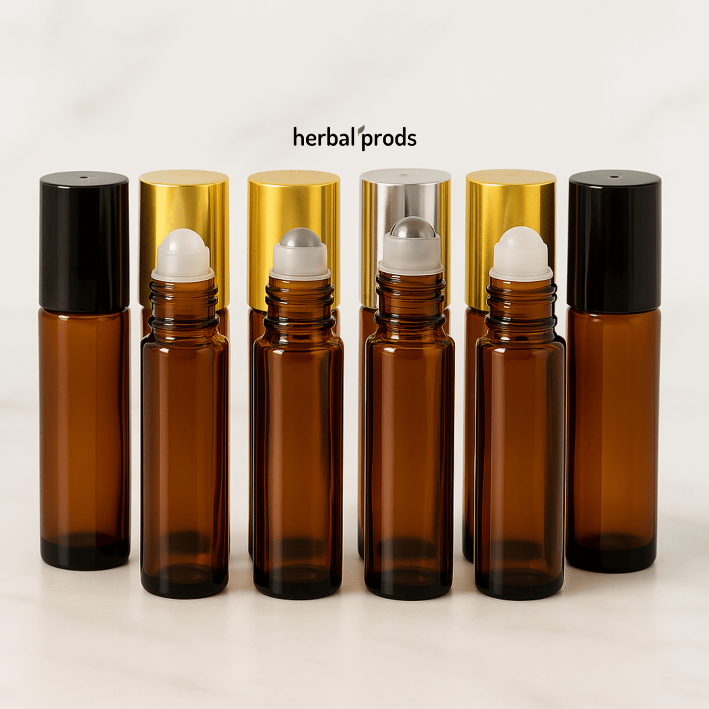 Premium 10ml Amber Glass Roller Bottles – Perfect for Essential Oil Professionals & DIY Blends - Herbal Prods
