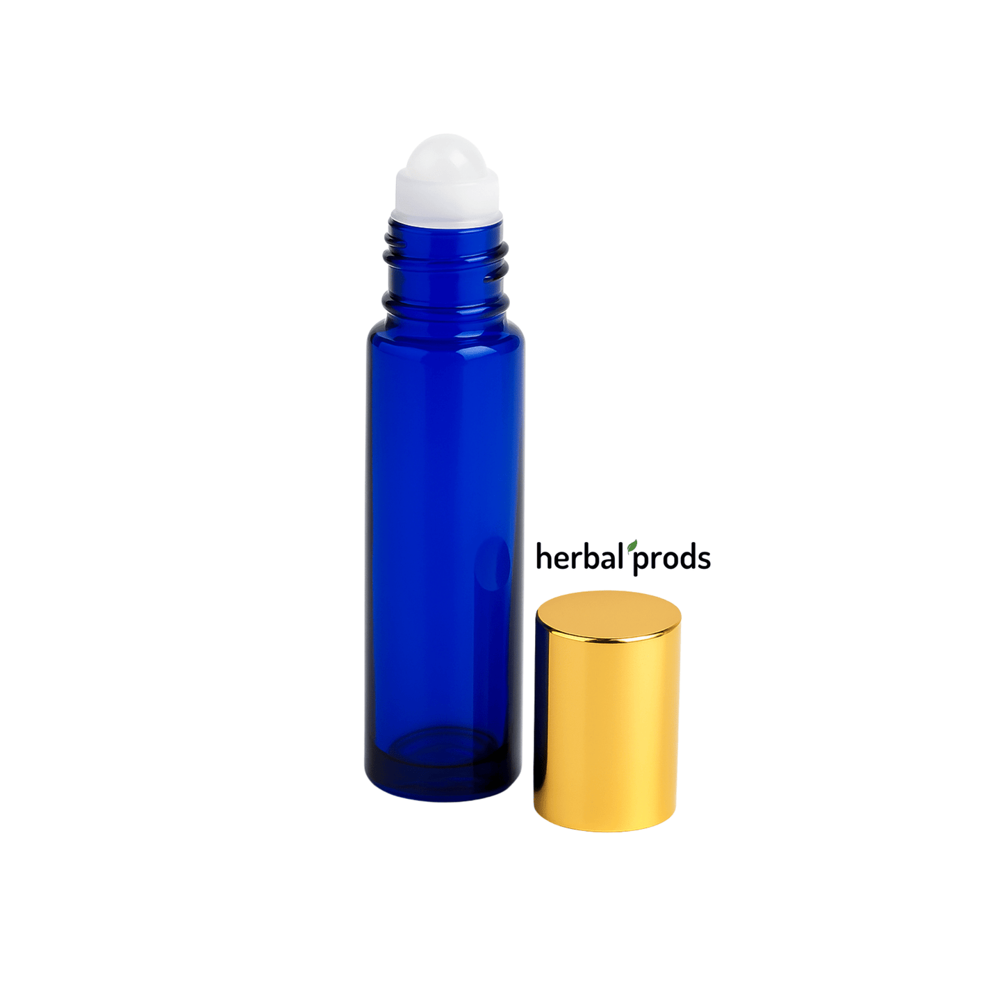 Cobalt Blue Glass Roller Bottles – 10ml Refillable | Gold or Silver Metal Caps | 6, 12, or 24 Pack - Herbal Prods