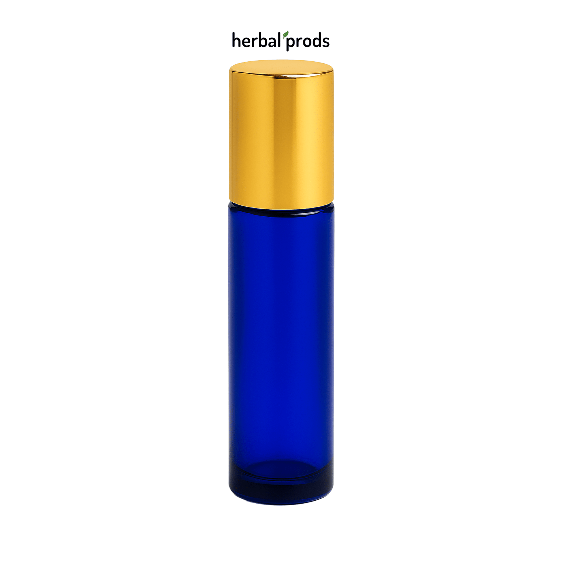 Cobalt Blue Glass Roller Bottles – 10ml Refillable | Gold or Silver Metal Caps | 6, 12, or 24 Pack - Herbal Prods