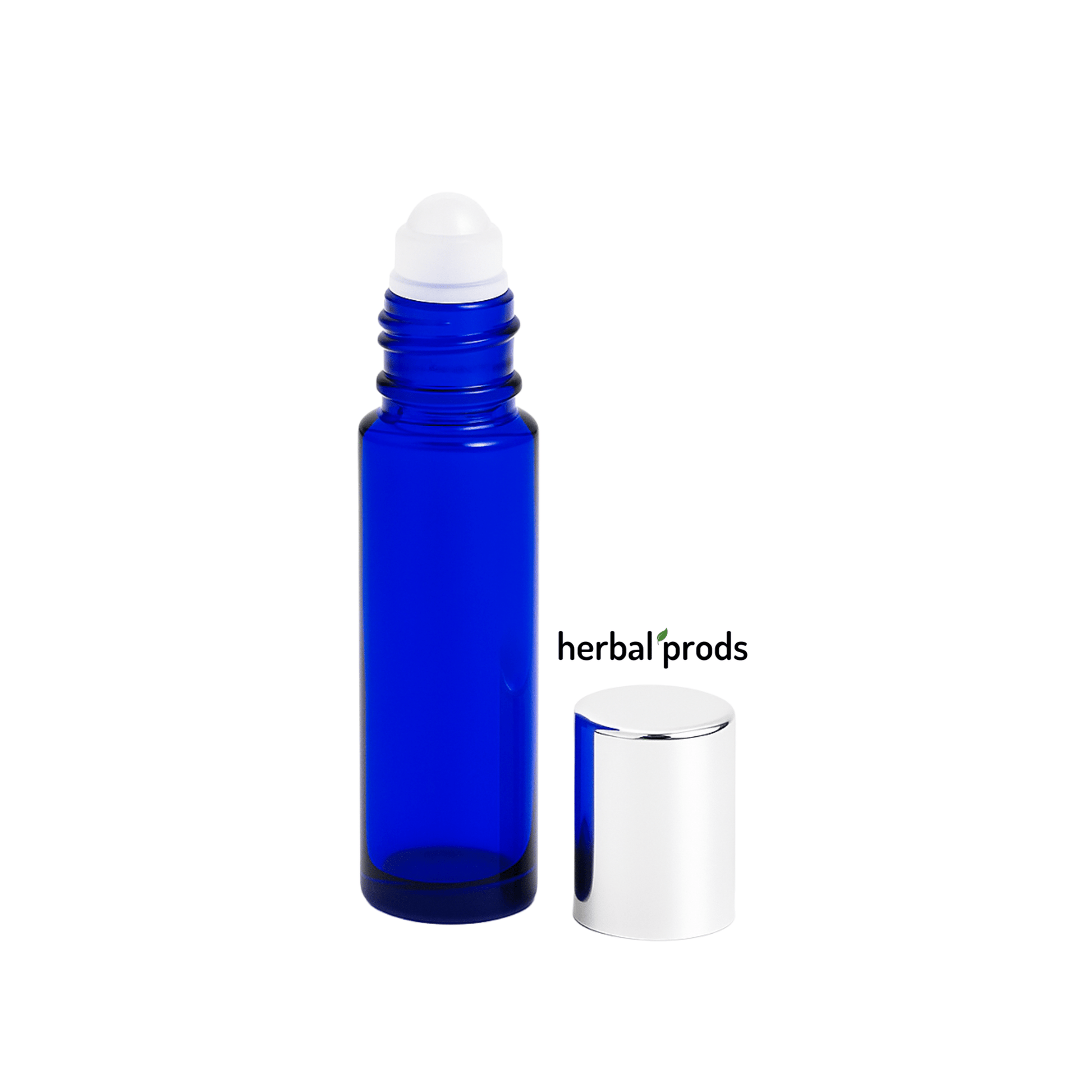 Cobalt Blue Glass Roller Bottles – 10ml Refillable | Gold or Silver Metal Caps | 6, 12, or 24 Pack - Herbal Prods