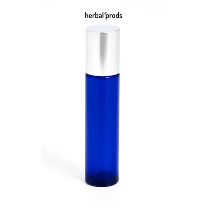 Cobalt Blue Glass Roller Bottles – 10ml Refillable | Gold or Silver Metal Caps | 6, 12, or 24 Pack - Herbal Prods