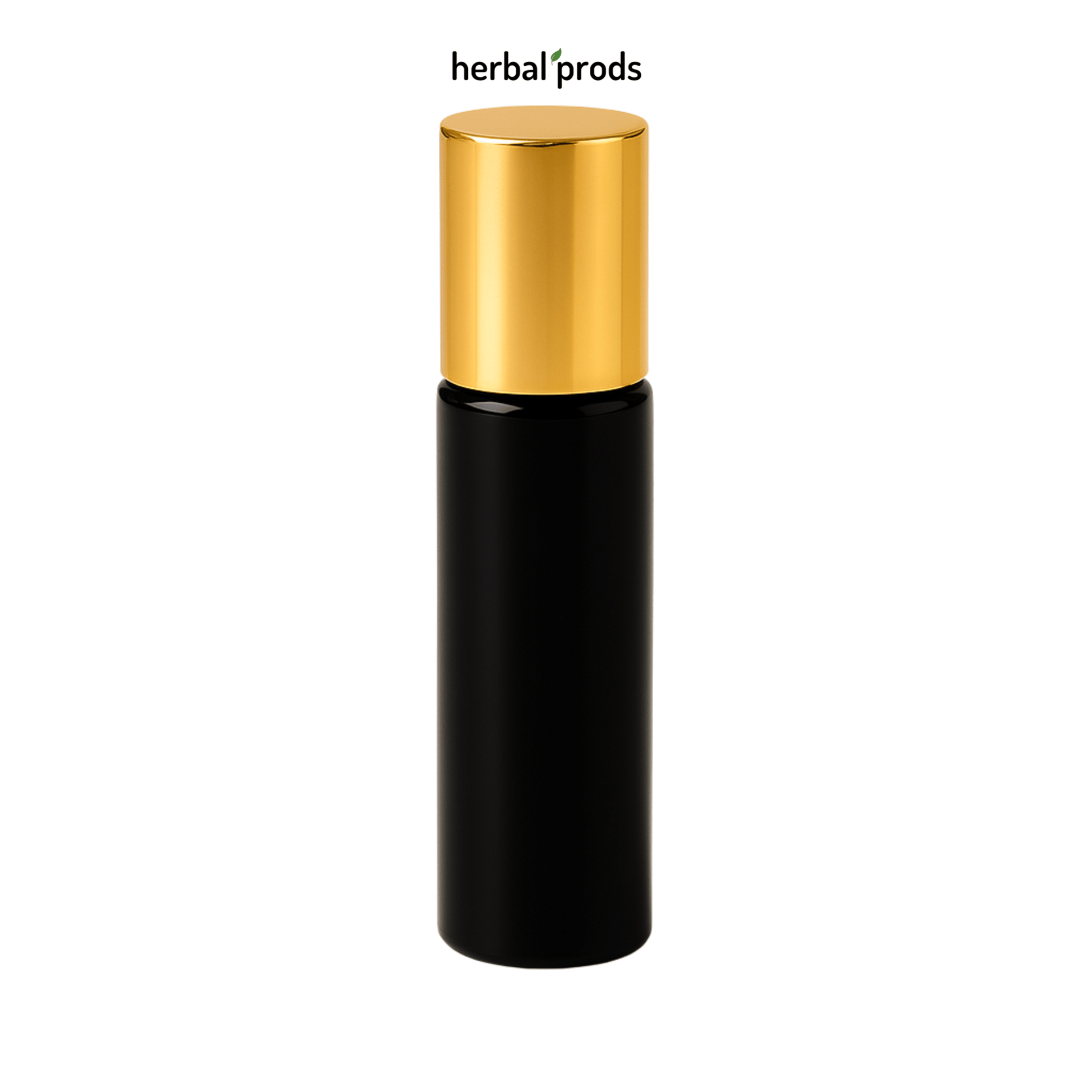 Glossy Black Roller Bottles 10ml | Gold or Silver Caps | 6 or 12 Pack - Herbal Prods