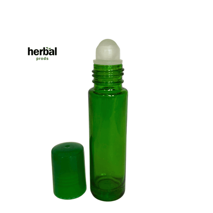 Green Glass Roller Bottles | 10ml with Matching Caps – 6, 12, or 24 Packs | HerbalProds - Herbal Prods