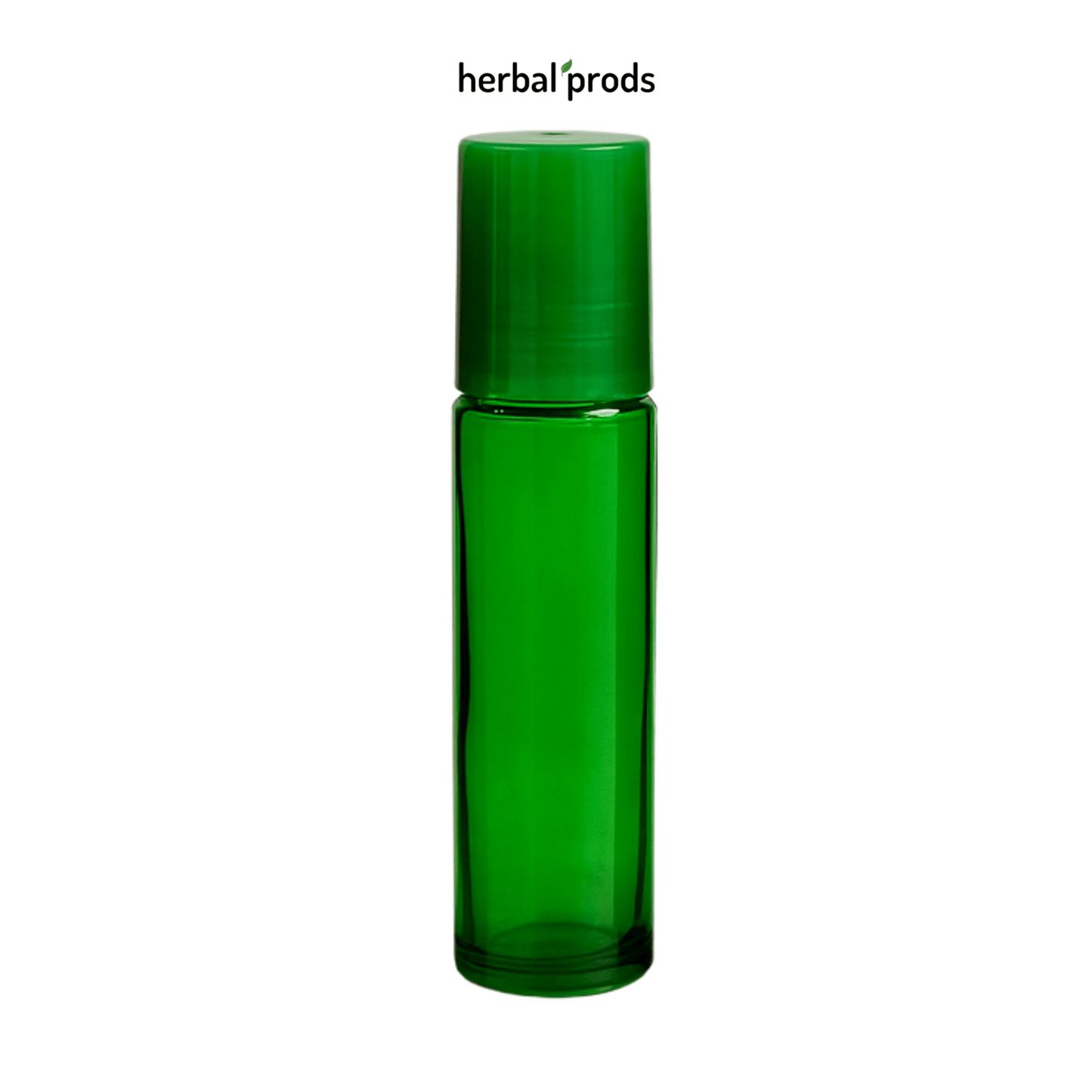 Green Glass Roller Bottles | 10ml with Matching Caps – 6, 12, or 24 Packs | HerbalProds - Herbal Prods